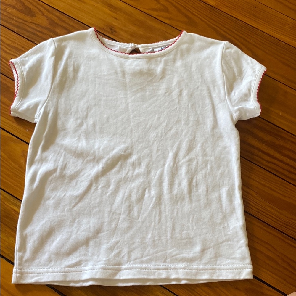 Kids White T-Shirt with Red Trim